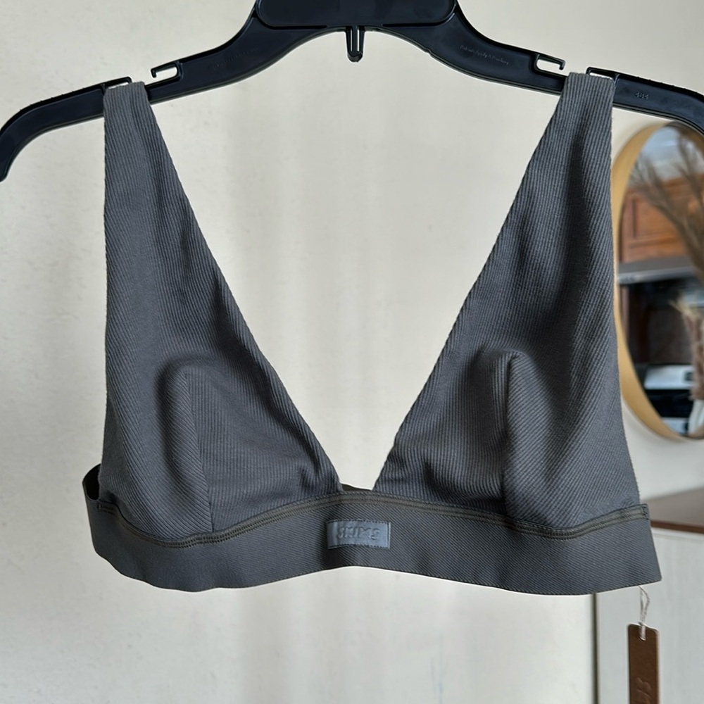 SKIMS Cotton Rib Plunge Bralette Juniper Size 3X green‎ - Picture 1 of 8